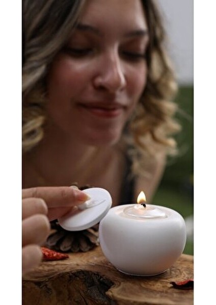 Elma Tasarımlı Dekoratif Obje Taş Tozu Beyaz Renkli Şık Hediye Seçeneği