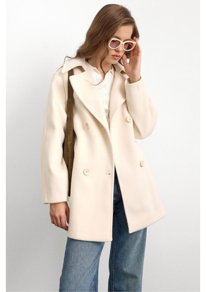 Apolet Detaylı Oversize Kısa Kaban EKRU 3149 fırsatları