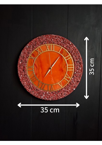 Duvar Saati - 35CM - Modern Dekoratif Duvar Saati - Epoksi Duvar Saati - El Yapımı Duvar Saati - Roma Rakamlı Duvar Saati - Özel Tasarım