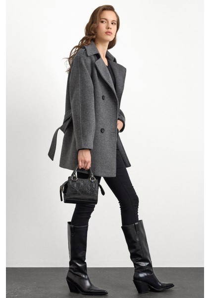 Apolet Detaylı Oversize Kısa Kaban KOYU GRİ 3149 fırsatları