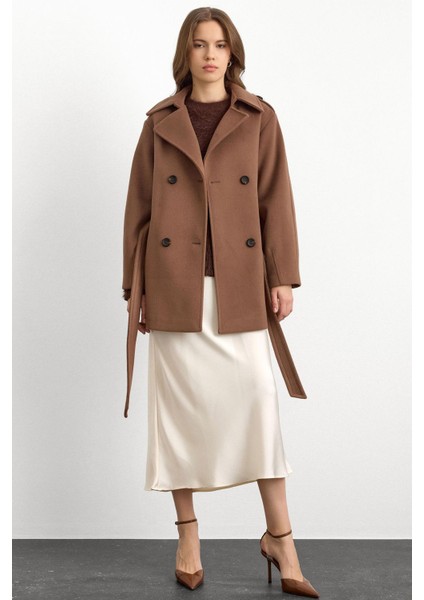 Apolet Detaylı Oversize Kısa Kaban A.KAHVE 3149