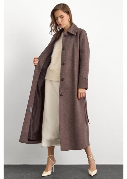 Gömlek Yaka Belden Bağlamalı Uzun Kaban Latte 3152 fırsatları