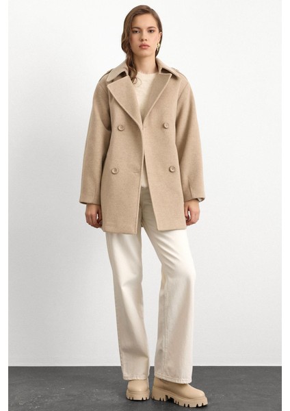 Apolet Detaylı Oversize Kısa Kaban Taş 3149 fırsatları