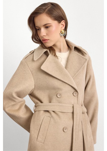 Apolet Detaylı Oversize Kısa Kaban Taş 3149