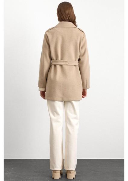 Apolet Detaylı Oversize Kısa Kaban Taş 3149