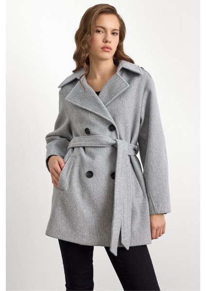 Apolet Detaylı Oversize Kısa Kaban AÇIK GRİ 3149 fırsatları