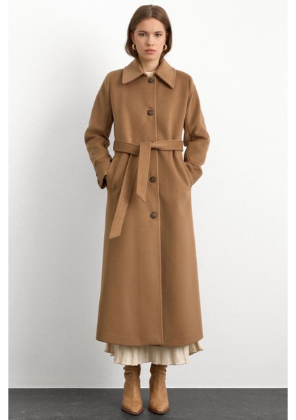 Gömlek Yaka Belden Bağlamalı Uzun Kaban K. Kamel 3152 fiyatları