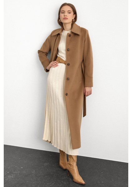 Gömlek Yaka Belden Bağlamalı Uzun Kaban K. Kamel 3152 modelleri