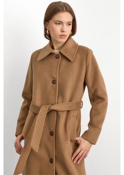 Gömlek Yaka Belden Bağlamalı Uzun Kaban K. Kamel 3152 indirimleri