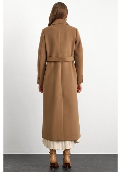 Gömlek Yaka Belden Bağlamalı Uzun Kaban K. Kamel 3152