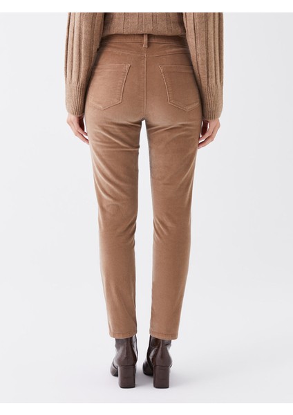 Yeni Sezon Normal Bel Dar Fit Düz Kadife Kadın Pantolon fırsatları