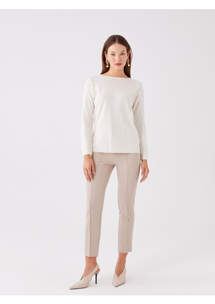 Yeni Sezon Bisiklet Yaka Kendinden Desenli Kadın Triko Kazak modelleri