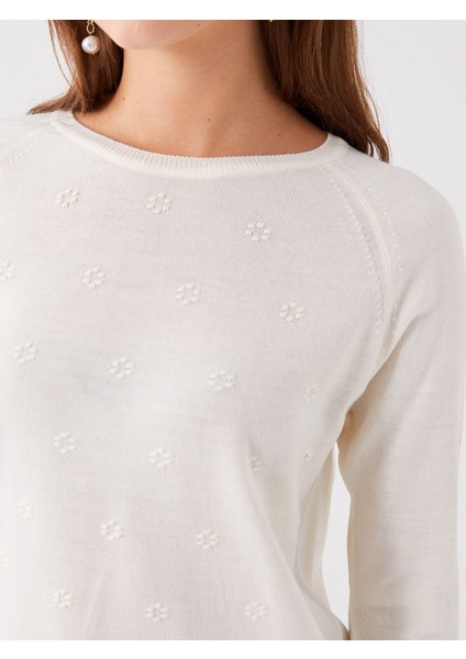 Yeni Sezon Bisiklet Yaka Kendinden Desenli Kadın Triko Kazak fırsatları