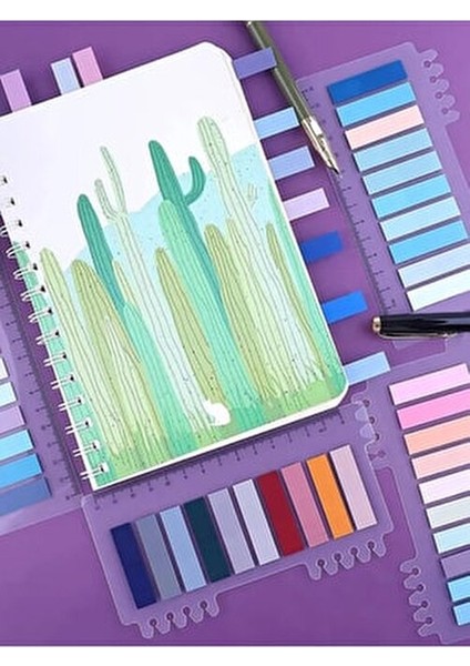 Şeffaf Renkli Yapışkan Not Kağıtları 3'lü Set 600 Yaprak ile Düzenleyici Çözüm