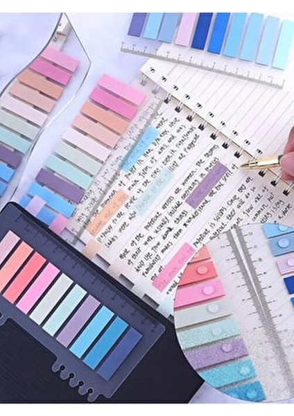 Şeffaf Renkli Yapışkan Not Kağıtları 3'lü Set 600 Yaprak ile Düzenleyici Çözüm