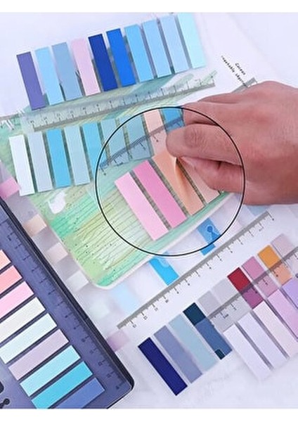 Şeffaf Renkli Yapışkan Not Kağıtları 3'lü Set 600 Yaprak ile Düzenleyici Çözüm