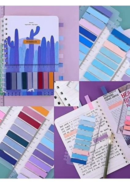 Şeffaf Renkli Yapışkan Not Kağıtları 3'lü Set 600 Yaprak ile Düzenleyici Çözüm