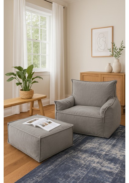 Notre Kadife Koltuk Puf Set