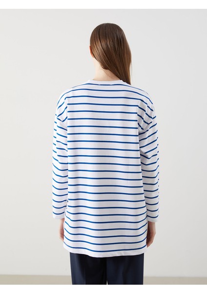Yeni Sezon Bisiklet Yaka Çizgili Kadın Sweatshirt Tunik fırsatları