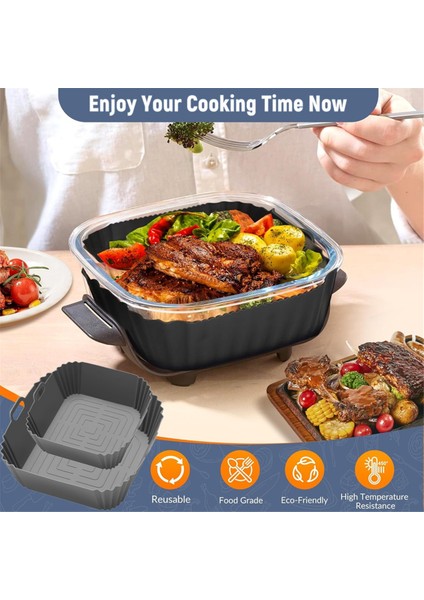 Ninja Crispi FN101GY Air Fryer Için 2 Adet Silikon Kaplama Yeniden Kullanılabilir Air Fryer Tencere Fırın Kaplamaları Derin Fritöz Parçaları B (Yurt Dışından) fiyatları
