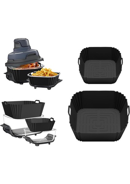 Ninja Crispi FN101GY Air Fryer Için 2 Adet Silikon Kaplama Yeniden Kullanılabilir Air Fryer Tencere Fırın Kaplamaları Derin Fritöz Parçaları B (Yurt Dışından) indirimleri
