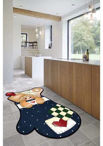 Tatlı Bir Dokunuş Fırın Eldiveni Formunda Neşe - Kaymaz Taban Mutfak Halısı fiyatları