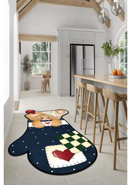 Tatlı Bir Dokunuş Fırın Eldiveni Formunda Neşe - Kaymaz Taban Mutfak Halısı modelleri