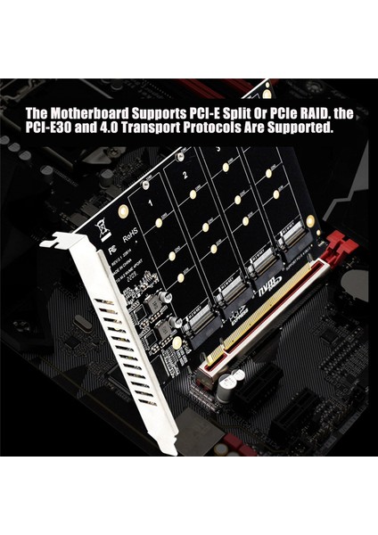 Portlu M.2 Nvme Ssd'den Pcıe X16M Anahtarlı Sabit Disk Dönüştürücü Okuyucu Genişletme Kartı, 4 x 32 Gbps Aktarım Hızı (Yurt Dışından) fırsatları