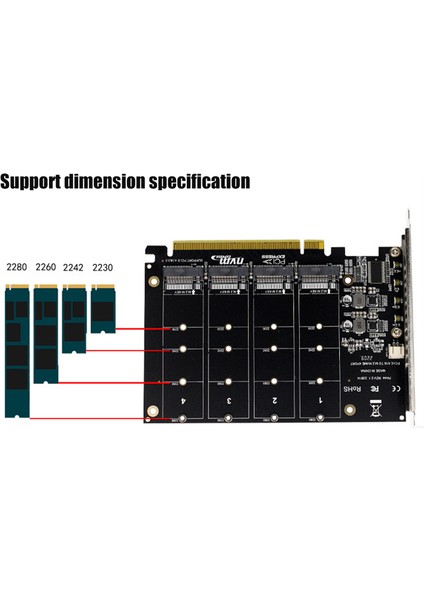 Portlu M.2 Nvme Ssd'den Pcıe X16M Anahtarlı Sabit Disk Dönüştürücü Okuyucu Genişletme Kartı, 4 x 32 Gbps Aktarım Hızı (Yurt Dışından) indirimleri