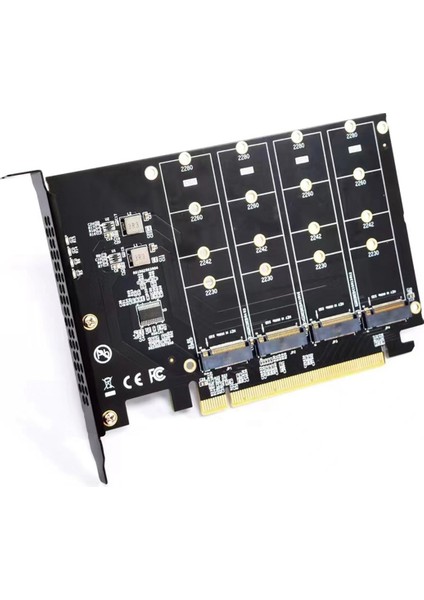 M.2 Nvme - Pcıe X16 Adaptör Dönüştürücü Kartı 4 Portlu Nvme Genişletme Kartı 2230 2242 2260 2280 SSD Için (Yurt Dışından)