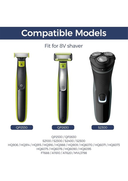 Philips One Blade QP2530 QP2630 Elektrikli Sakal Düzeltici Için 8V HQ850 Tip-C Tıraş Makinesi Şarj Adaptörü Şarj Dönüştürücü (Yurt Dışından) indirimleri