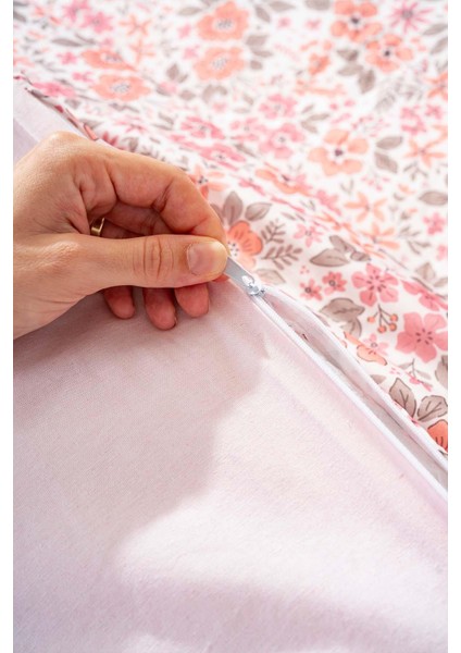 Pembe Bahar Tek Kişilik Nevresim Takımı Pamuklu