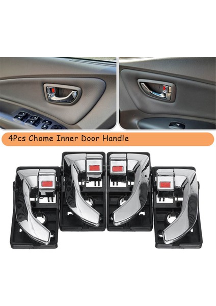 4pcs/set Araba Iç Kapı Kolu 82620-2Z02 Hyundai Tucson Için 2005-2009 Iç Kapı Krom Tutucu Değiştirme (Yurt Dışından) modelleri