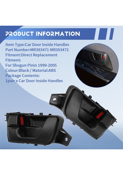 Araba Kapı Iç Kulplar MR393471 Mitsubishi Için MR393472 Shogun Pının 1999-2005 Araba Kapı Çekme Kulpları (Yurt Dışından) fırsatları