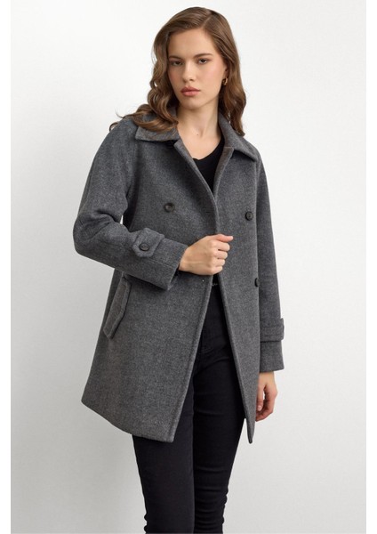 Reglan Kol Kruvaze Kısa Kaban KOYU GRİ 3150 fırsatları