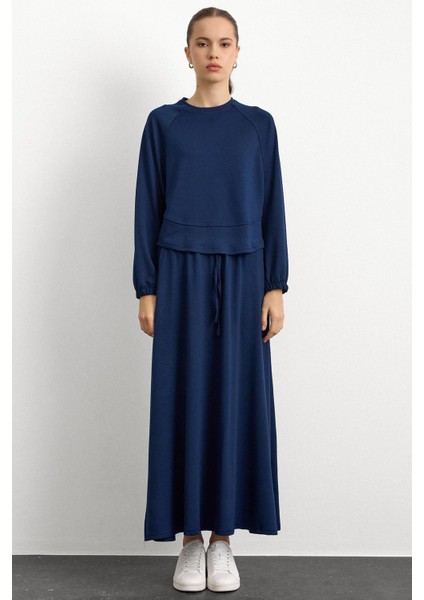 Bisiklet Yaka Örme Sweat Etekli Takım Lacivert 9386-TK fiyatları