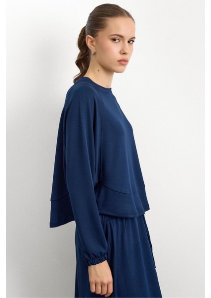 Bisiklet Yaka Örme Sweat Etekli Takım Lacivert 9386-TK modelleri