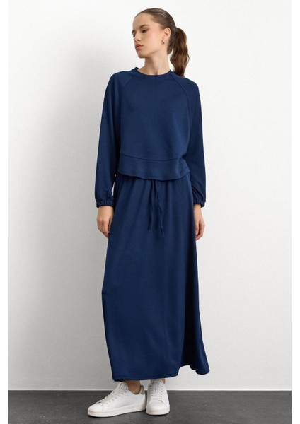 Bisiklet Yaka Örme Sweat Etekli Takım Lacivert 9386-TK fırsatları