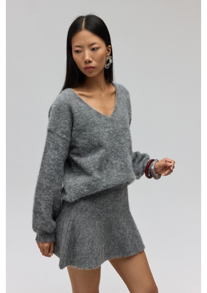 Nordis Volanlı Gri Triko Mini Etek fiyatları