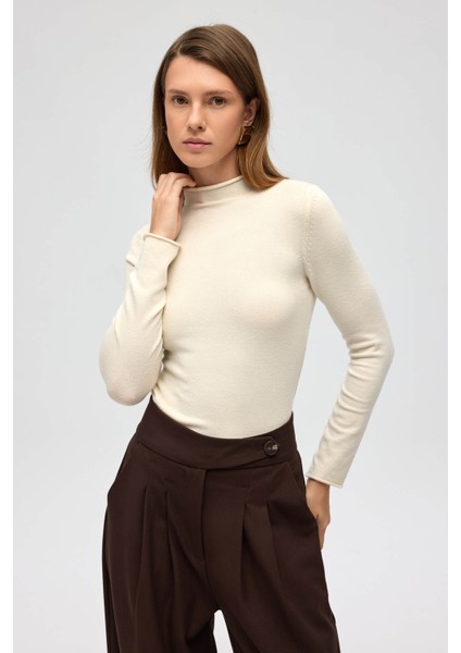Serina Balıkçı Yaka Bej Ince Triko