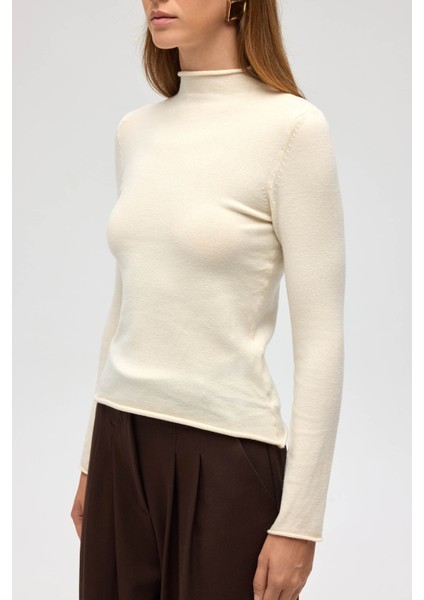 Serina Balıkçı Yaka Bej Ince Triko fırsatları