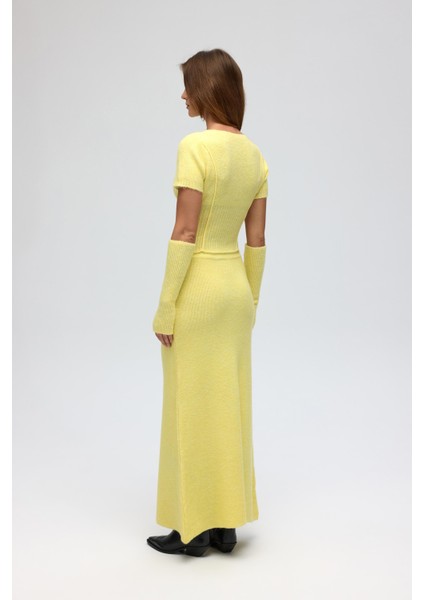 Lumi Gül Detay Sarı Crop Etek Triko Takım fırsatları