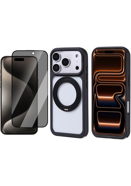 iPhone 17 Pro Max Kılıf M-Safe Şarj Özellikli Standlı Zore Piza Silikon Kapak + Hayalet Ekran Koruyucu