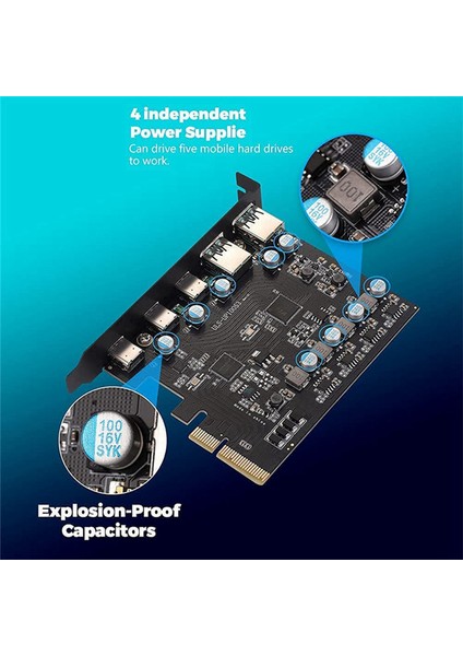 Pcıe - USB 3.2 Gen 2 Adaptör Kartı Pcı Express Genişletme Kartı Pcı-E Eklenti Kartları Yükseltici Pc Windows 10/8/7 ve Mac Için (Yurt Dışından) indirimleri