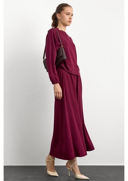 Bisiklet Yaka Örme Sweat Etekli Takım Bordo 9386-TK fiyatları