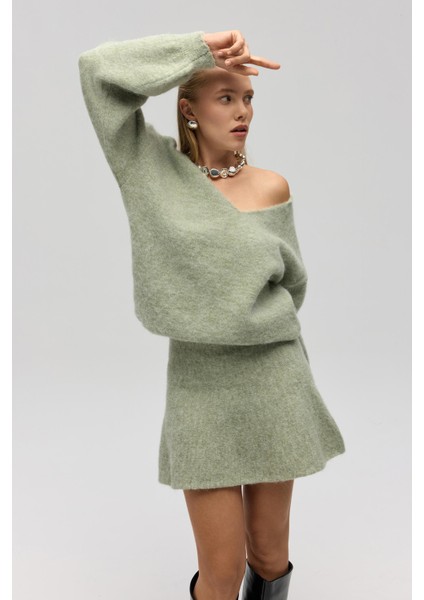 Nordis Volanlı Yeşil Triko Mini Etek fiyatları