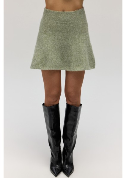 Nordis Volanlı Yeşil Triko Mini Etek modelleri