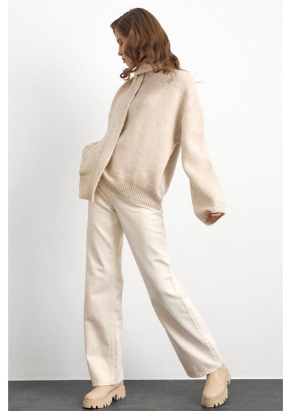 Bisiklet Yaka Atkı Salaş Kalın Kazak Taş 8280 modelleri