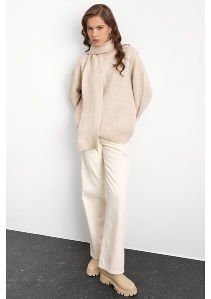 Bisiklet Yaka Atkı Salaş Kalın Kazak Taş 8280 indirimleri