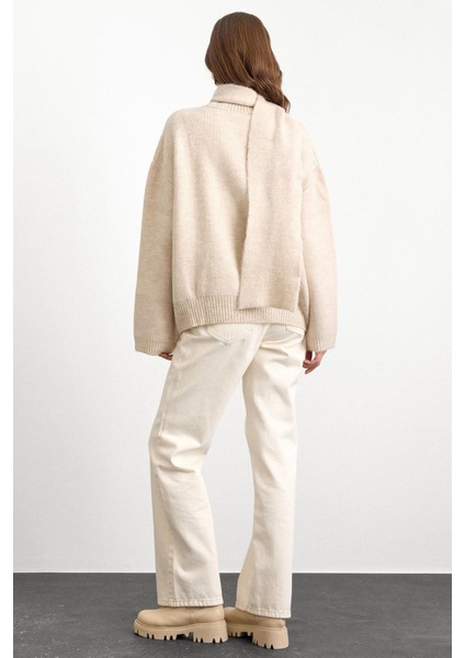 Bisiklet Yaka Atkı Salaş Kalın Kazak Taş 8280